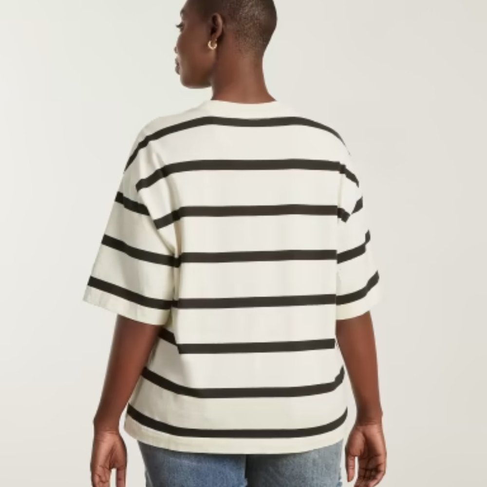 Everlane The Premium Weight Relaxed Striped Tee Shirt Women Organic Cotton New - Picture 2 of 8